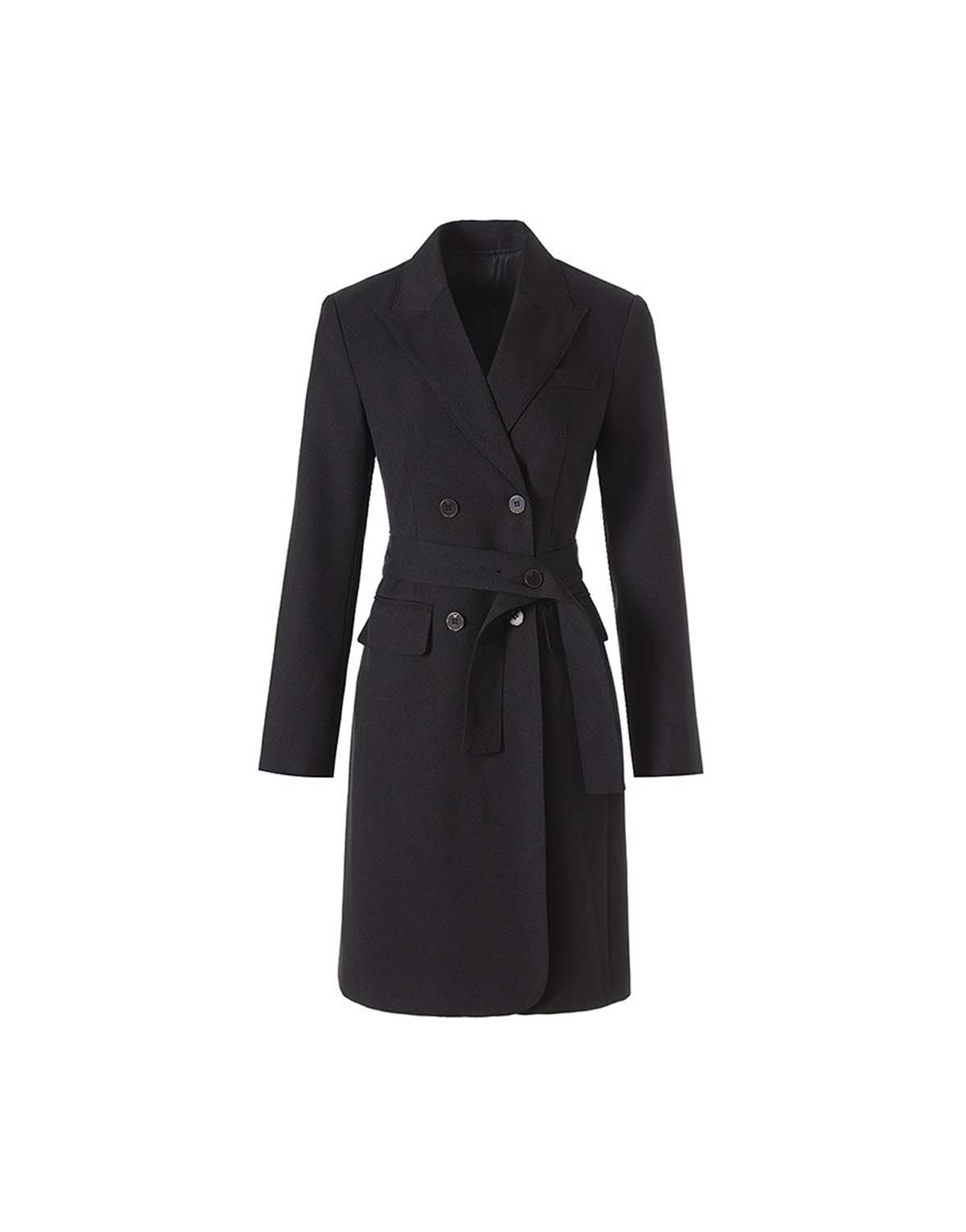 Women's casual slim-fit lace-up waist trench coat with blazer collar-wt663-3